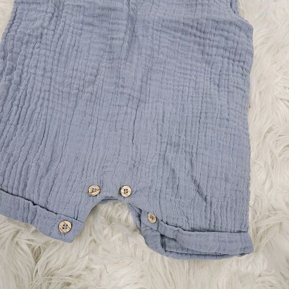 PL BABY Blue Baby Boy Size 12M Button Up Muslin Gauze - Picture 2 of 5